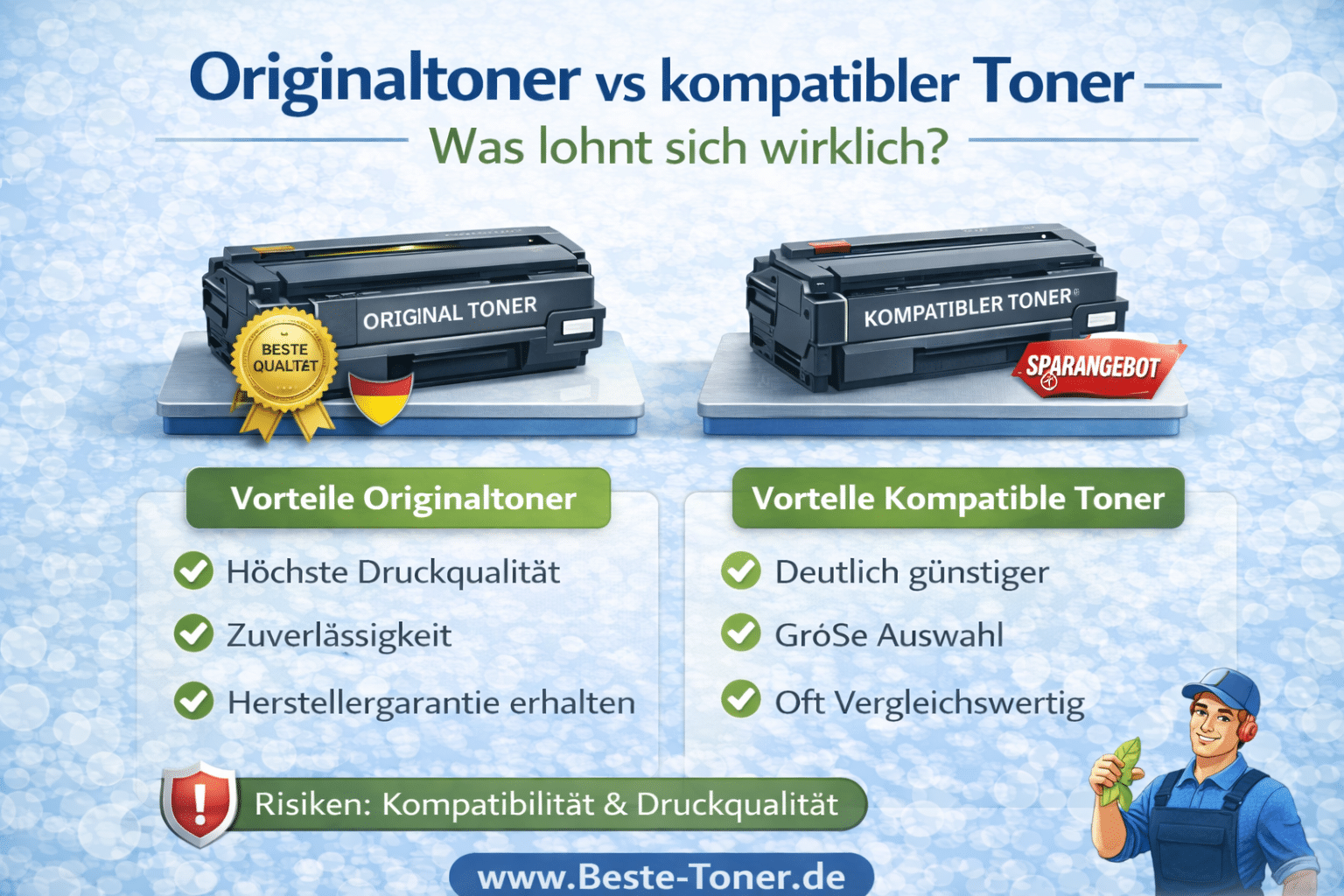 Originaltoner vs kompatibler Toner – Vergleich von Druckqualität, Kosten und Vorteilen beider Tonerarten
