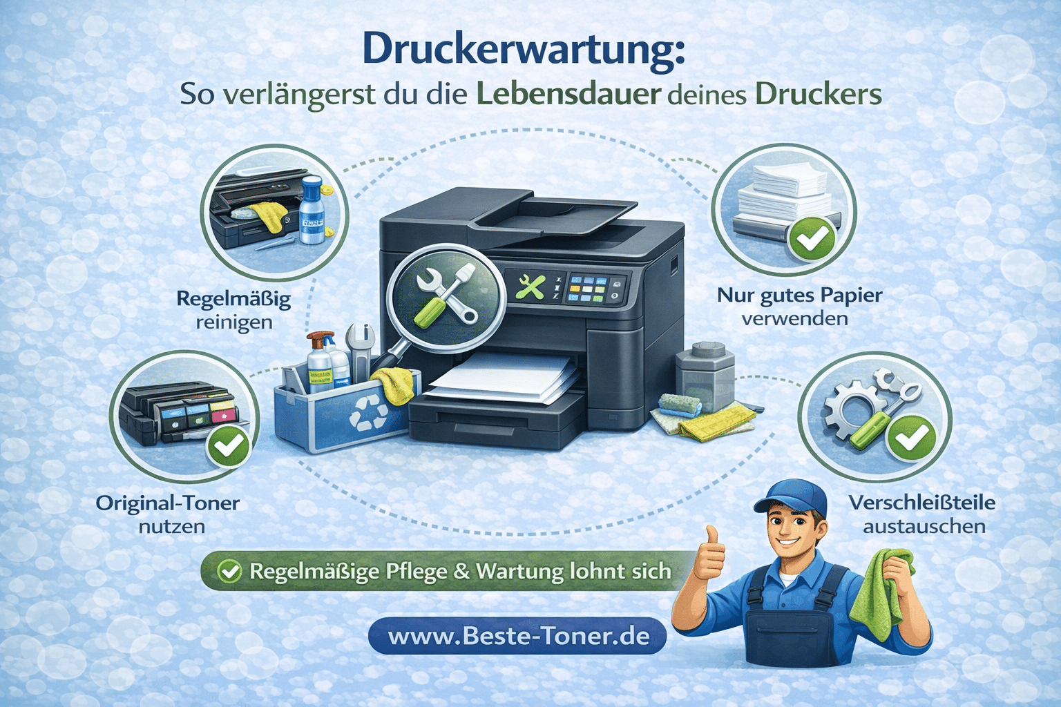 Druckerwartung – Tipps zur Pflege und Reinigung für längere Lebensdauer von Druckern und weniger Druckerproblemen